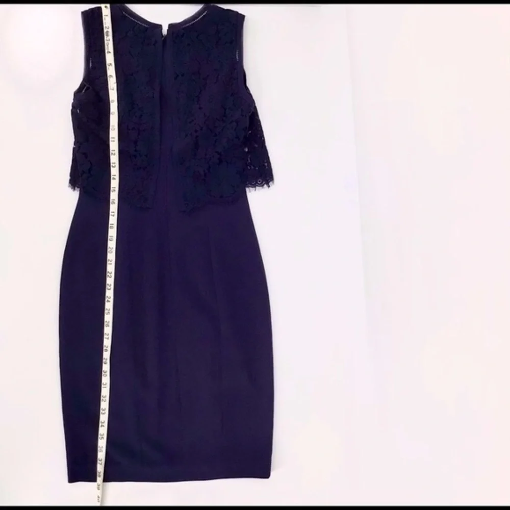 Rebecca Taylor Blue Refined Suiting Dress W/ Lace Size 4 - Picture 7 of 11